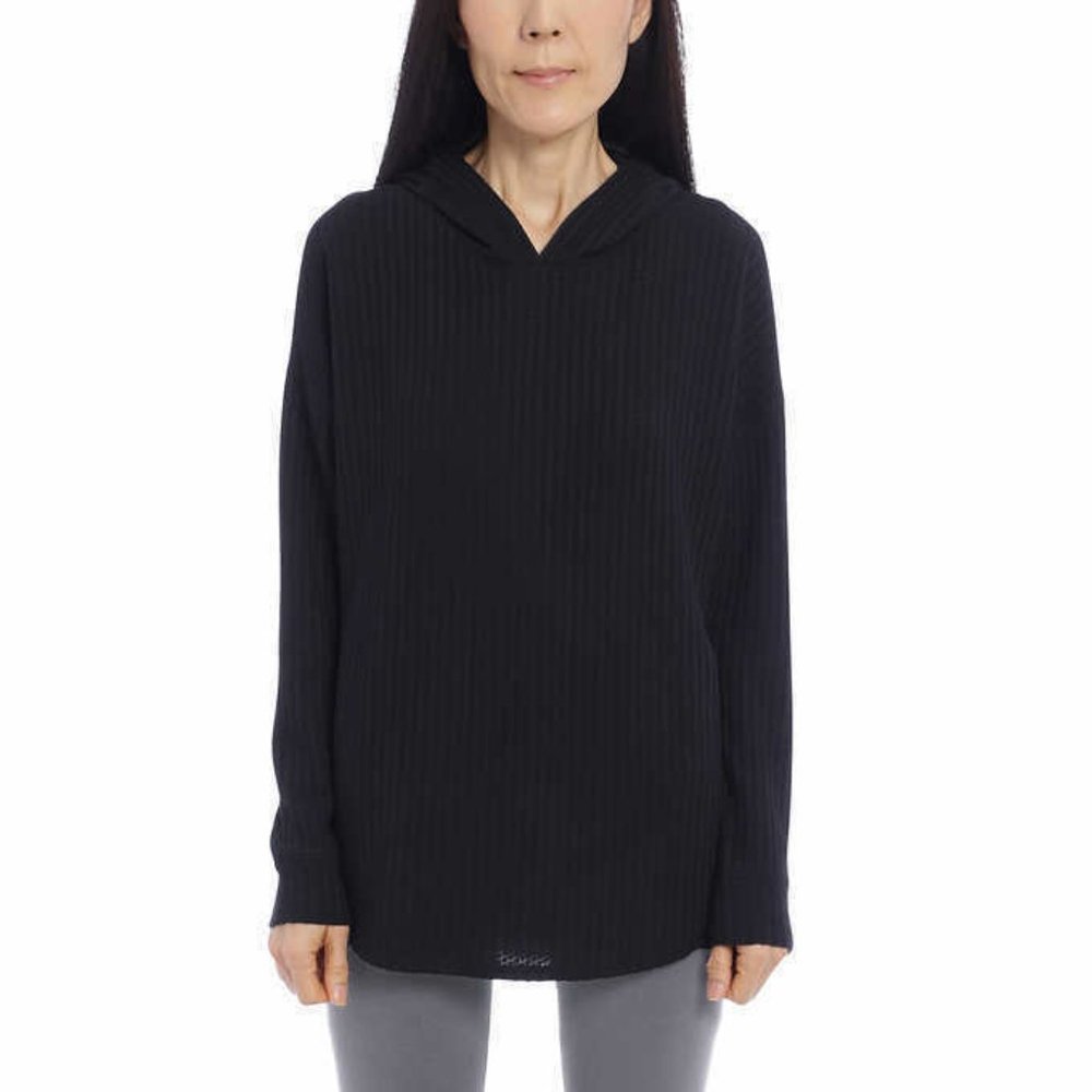NWT Chaser Ladies' Waffle Knit Thermal Hoodie Sweatshirt Jet Black Size M 1B244